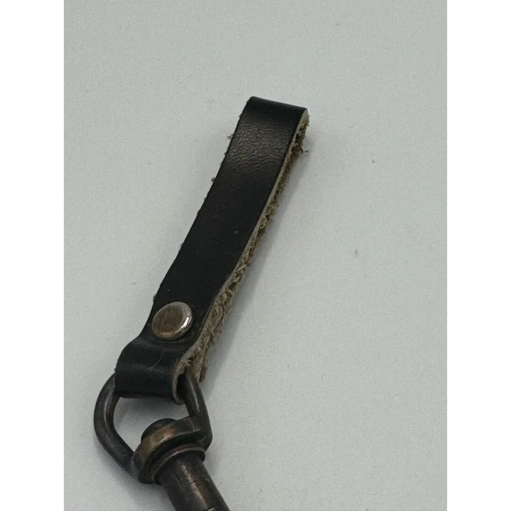 Vintage Leather Belt Loop Key Fob Swivel Snap Hook USA Stamped Hardware Black